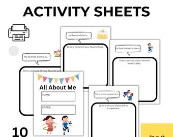 Cahier d'activités pour enfants Tout sur moi | Retour à l'école imprimable (téléchargement PDF)