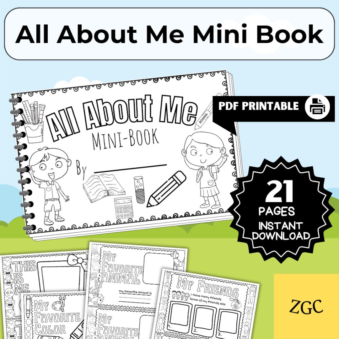 Printable All About Me Booklet, Back to School Mini Book, Early Learner Back to School Activity ...