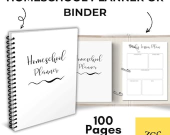 100-seitiger Schulplaner | Schwarz & Weiss Stundenplan (PDF)