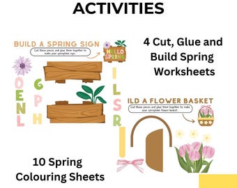 Spring Crafts for Kids Bundle | Butterfly Dragonfly Craft | Cut and Paste Spring Activity | Preschool Kindergarten Printable