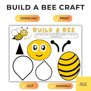 Build Your Own Bee Craft Printable | Spring Insect Activity | Kids Cut & Paste | Instant Download