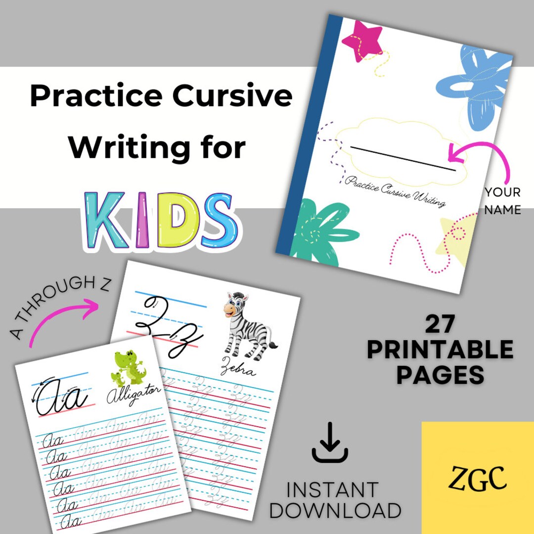 Cursive Writing Tracing Practice for Kids, Trace the Abcs in Cursive ...