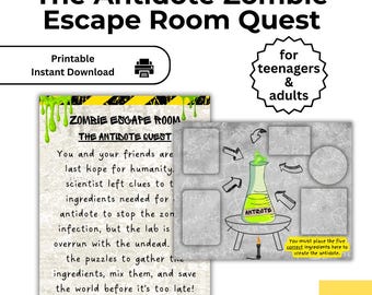 Printable Zombie Escape Room Game | Teen & Adult Party, Classroom (Digital Download)