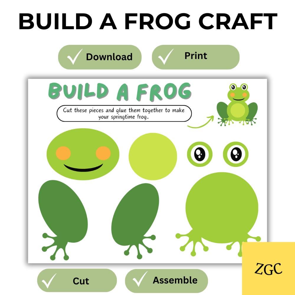 Frog Craft - Spring Cut & Paste Activity (Printable PDF Download)