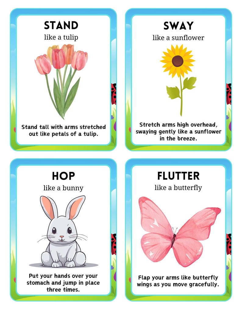 Spring Movement Cards | Kids Gross Motor Activity, Brain Break (Digital Download) image 8