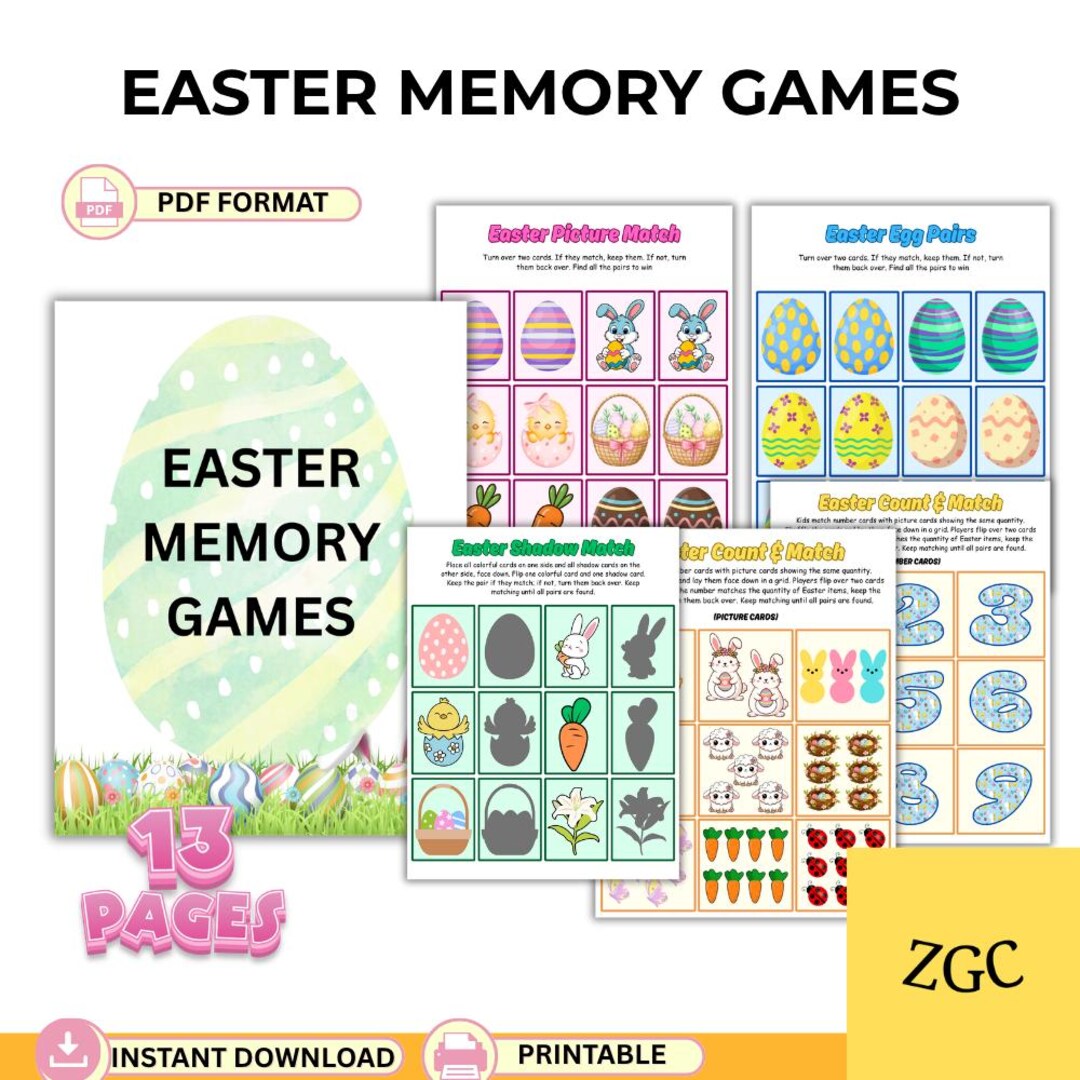 Easter Memory Game Printable | Kids Matching Activity (PDF Download ...