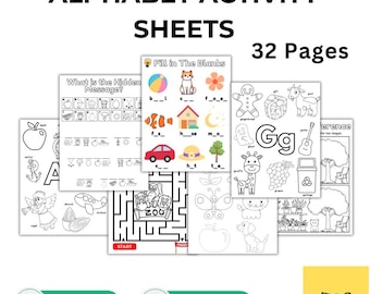 Alphabet Workbook Printable | Preschool & Kindergarten Worksheets | Letter Recognition Activities | Phonics and Tracing | 32 Pages PDF
