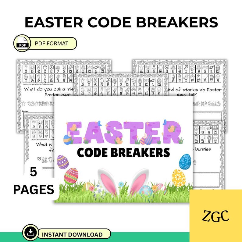 Łamacze kodów wielkanocnych | Wiosenna aktywność z dekodowaniem wiadomości | Arkusze z tajnymi kodami | Wielkanocna gra matematyczno-edukacyjna | Wersja do druku bez przygotowania zdjęcie 1