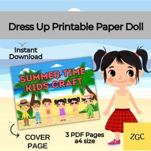 Paper Dolls Printable Kit, Kids Printable Craft, Birthday Party Gift, Paper Party Favor Activity, Homeschool, Paper Cut Out, Montessori