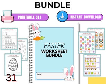 Easter Worksheets for Preschool & Kindergarten | Easter Activity Bundle | Spring Learning Worksheets | Printable Easter Activities for Kids
