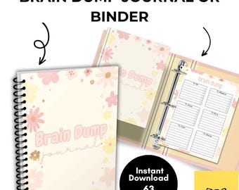 Pastel Brain Dump Planner Printable | Productivity Journal | Undated Monthly Planner | Goal Setting & Organization
