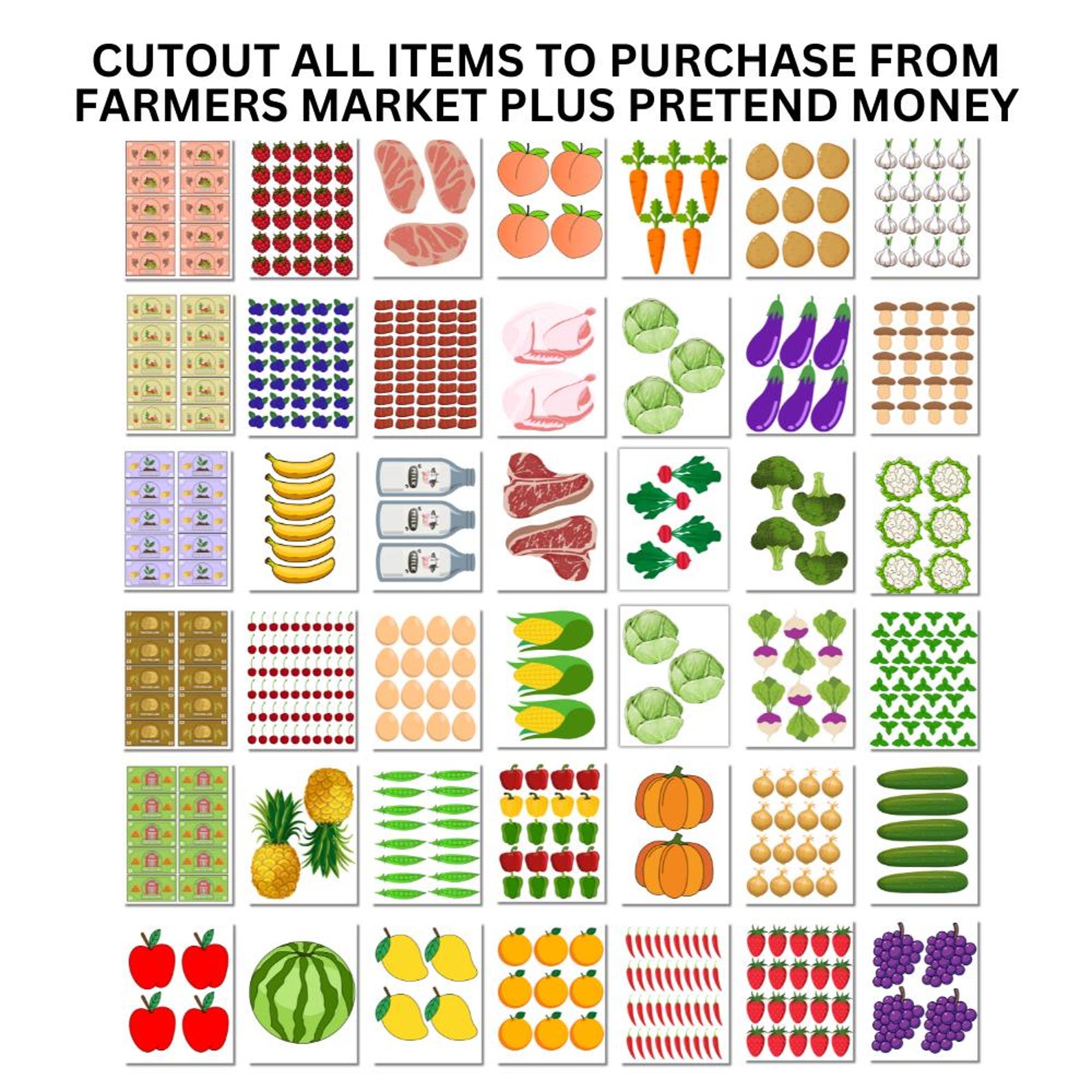 Farmers Market Dramatic Play Set | Pretend Play Printable for Preschool ...