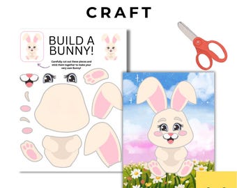 Easter Bunny Craft Kit | Build a Bunny Cut and Paste Activity (PDF Download)