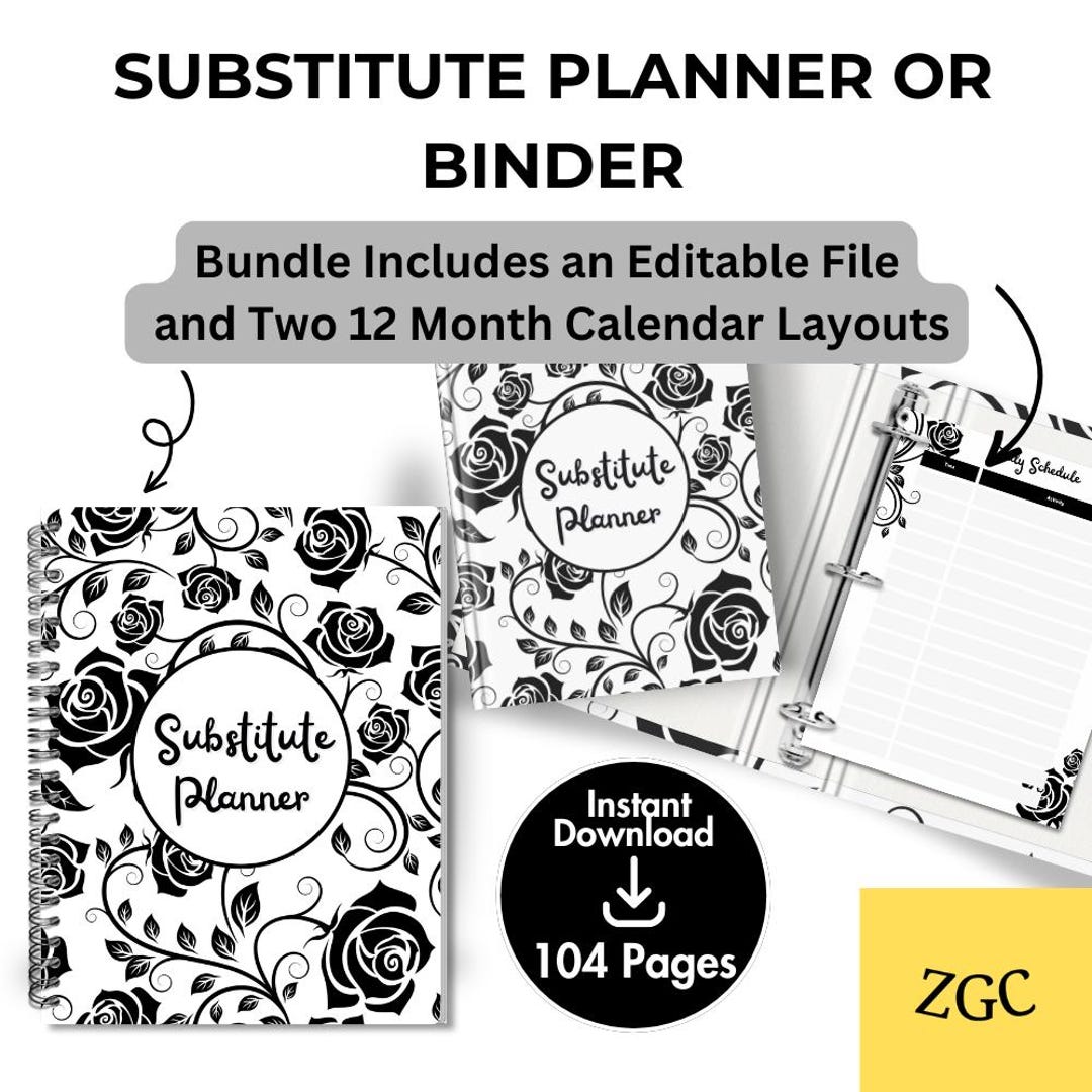 Substitute Teacher Planner Binder | Editable Classroom Organization ...