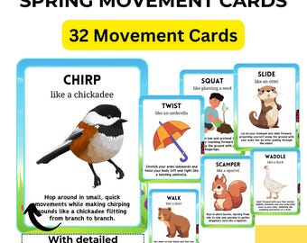 Spring Movement Cards | Kids Gross Motor Activity, Brain Break (Digital Download)