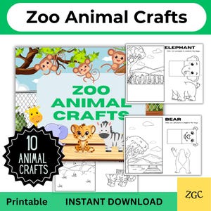 Zoo Animal Craft Bundle | Fun Kids Printable Activities | DIY Paper Crafts for Toddlers & Preschool | Homeschool and Classroom Fun, PDF