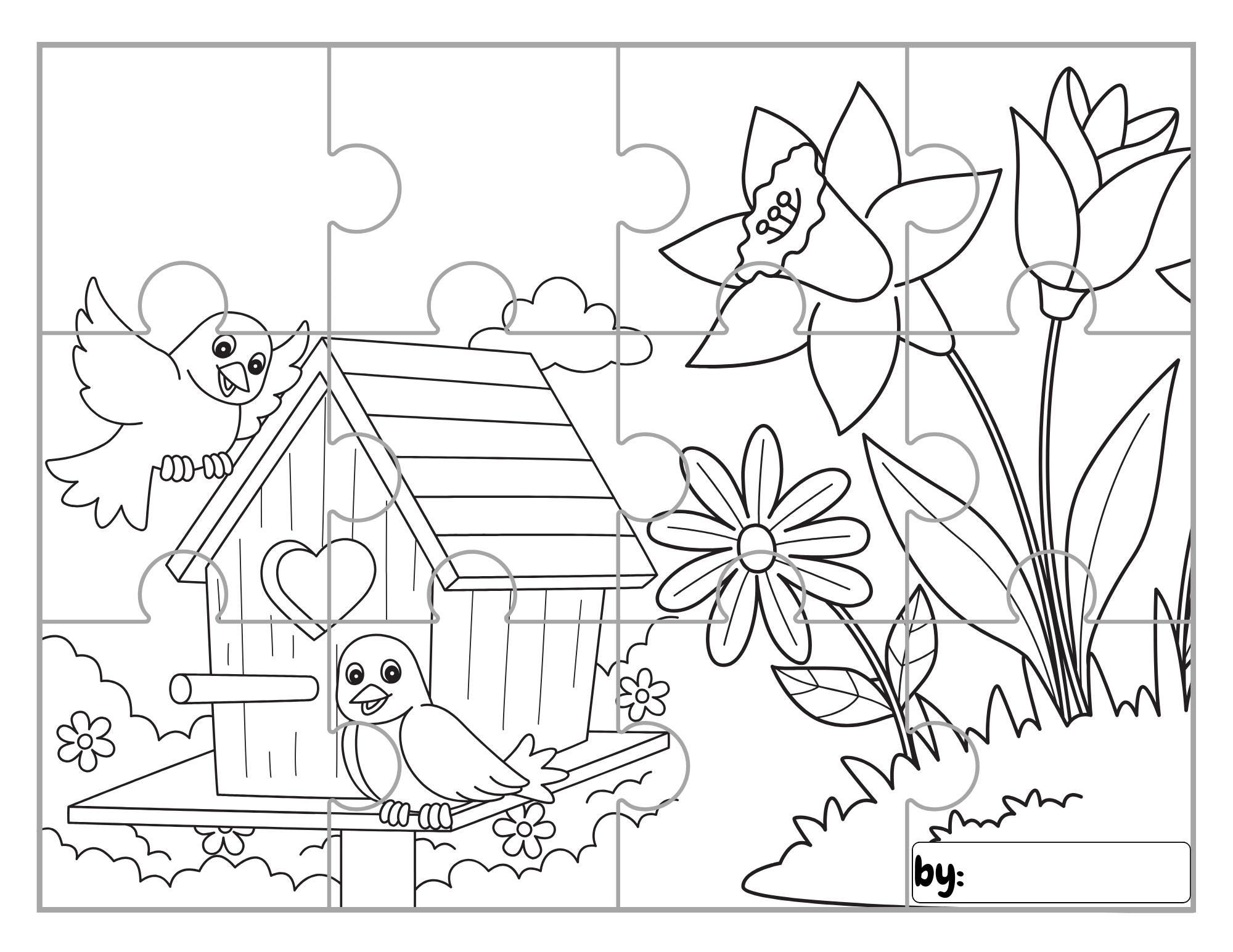 Rompecabezas para colorear de primavera / Actividad de recortar y pegar ...