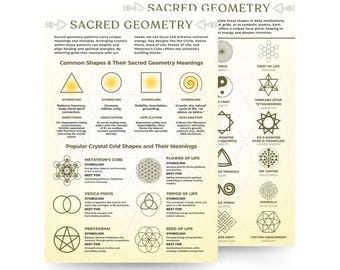 Sacred Geometry Quickstudy Guide PDF | Crystal Grids, Metaphysical Symbols, Spiritual Growth, Meditation & Energy Healing Chart