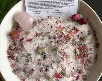 Goddess Bath Salt Soak, Himalayan Bath Salt, Bath Salts, Herbal Bath Soak, Rose Quartz, Self Care, Love Bath Salts, Rose and Cardamon, Gift