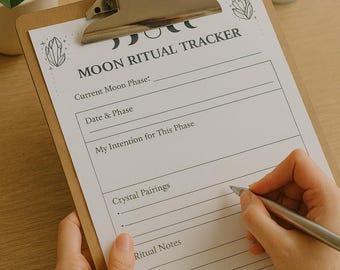 Moon Ritual Tracker | Printable Moon Phases Journal PDF, Moon Ritual Worksheet, Spiritual Self-Care Journal