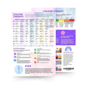 Colour Therapy Printable PDF | Chakra Healing Chart | Aura - Colour Meanings | Holistic Wellness & Energy Healing Guide