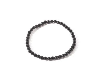 Black Tourmaline Bead Bracelet, 4mm Black Tourmaline,