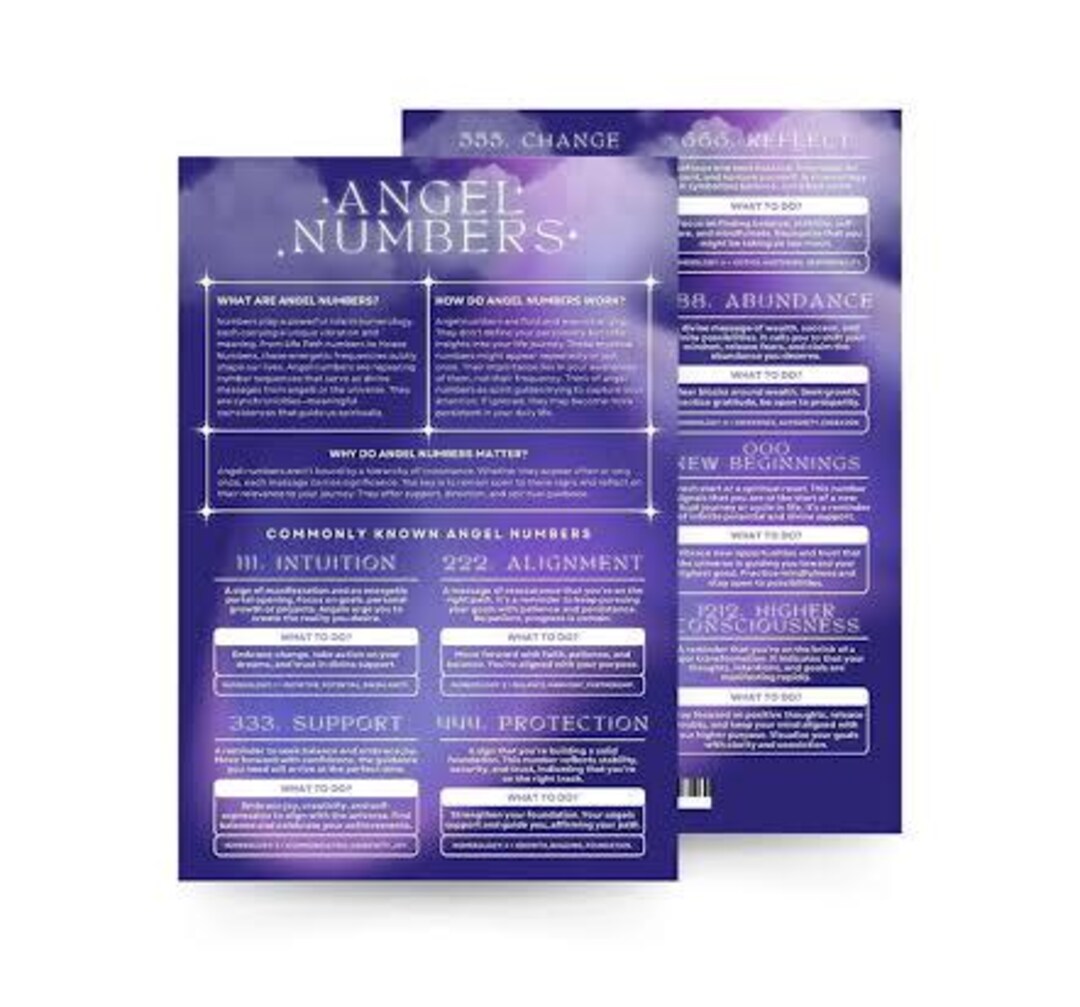 Numbers Study Guide Angel Numbers Quick Study Guide PDF | Printable Spiritual Reference ...