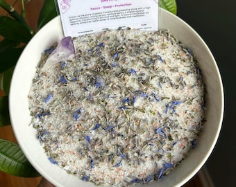 Lavender and Peppermint Bath Salts, Serenity Bath Salts, Herbal Soak, Amethyst Crystal, Himalayan Bath Salt, Epsom Bath Salt, Gift