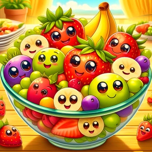 Fruit salad print poster  digital download printable for poster canvas or other printable materials great item for kitchen or restaurant