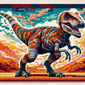Dinosaur  brick effect picture painting print digital download living room bedroom poster print frame