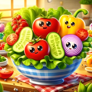 Salad kitchen print poster digital download printable for poster canvas or other printable materials great item for kitchen or restaurant