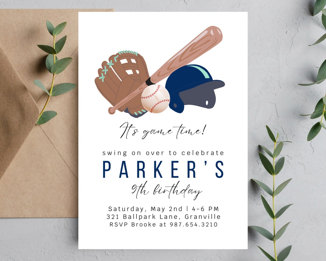Editable Baseball Birthday Invitation Printable/text Message Friendly ...