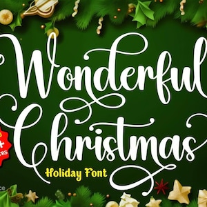 Fuente maravillosa para las fiestas navideñas / Escritura festiva con más de 100 alternativas / Perfecta para tarjetas y decoración de temporada / Descarga instantánea OTF