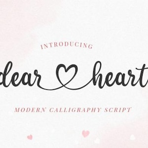 Fuente manuscrita romántica Dear Heart / Perfecta para el día de San Valentín, bodas y cartas de amor / Descarga instantánea / Uso comercial POD