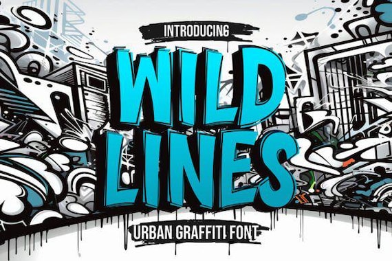 Wild Lines Graffiti Font: Bold Urban Typeface (instant Download