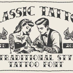 Classic Tattoo Font – Vintage Traditional Tattoo Typeface | Perfect for Tattoo Artists, Merch, Logos & More