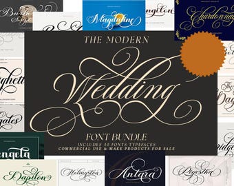 Kalligraphie Schriften - Elegante & Romantische Kalligraphie Schriften für Einladungen, Logos und Cricut Designs - Instant Download