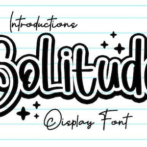 Police d'affichage ludique Solitude | Police de caractère fantaisiste pour livres pour enfants, faire-part et créations gaies | Typerface POD et DIY à téléchargement immédiat
