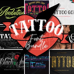 9 Tattoo Fonts Bundle | Inked-Inspired Designs, Creative Branding & More, Unique Font Styles for Custom Tattoos