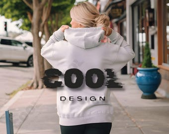 Gildan 18500 Black Hoodie Mockup: Front & Back Views (JPEG)