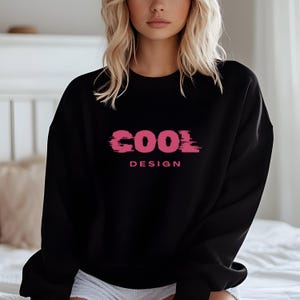 Gildan 18500 Black Hoodie Mockup: Simple Oversized Sweatshirt (JPG File)