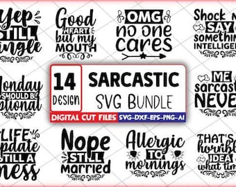 Sarkastische Zitate SVG-Bundle: Lustige Designs für Cricut, Silhouette (digitaler Download)