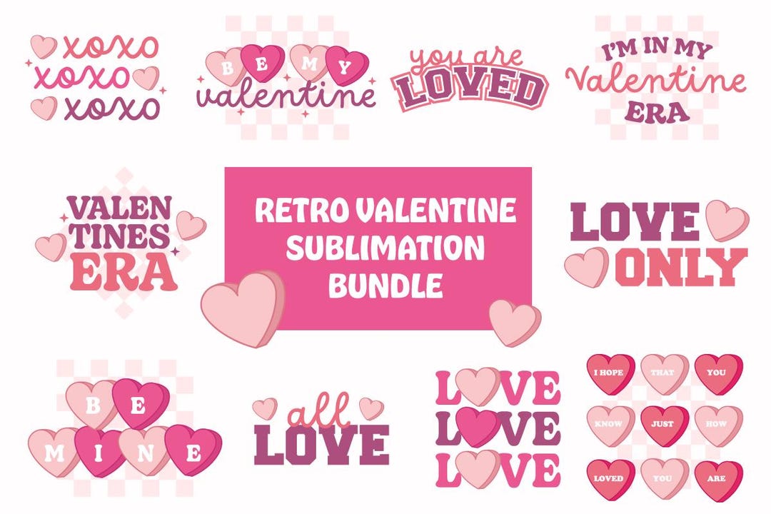 Retro Valentine Sublimation Designs: Groovy Love Bundle (instant ...