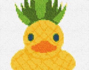 Hand Painted Needlepoint Canvas - Pineapple Rubber Duck