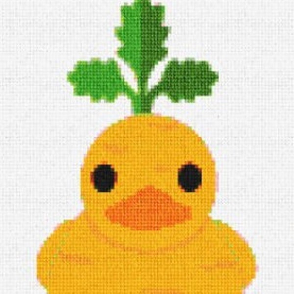 Hand Painted Needlepoint Canvas - Carrot Rubber Duck