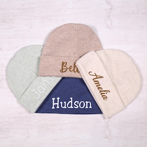 Embroidered Text Baby Beanie: Custom Personalized Newborn Gift