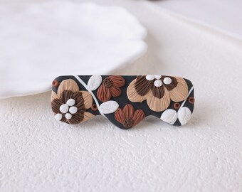 Vintage kleine Blumen Haarspange, schwarze Haarspange, Premium Polymer Haarspange, Geschenke