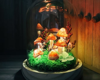 Handmade Mushroom Night Light Hand-Painted Rabbit Red Mushroom Lamp Handmade Vintage Bedroom Fairy Lights Gift For Mom Gifts For Her