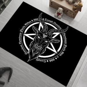 Baphomet Goat Rug: Pentagram Occult Satanic Decor