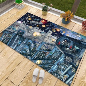 Star Wars-Teppich, Galaktisches Imperium, Coruscant (Star Wars), Schlacht von Yavin-Teppich, Todesstern-Kunstteppich, Star Wars Todesstern, Todesstern-Teppich, Heimkino Bild 2